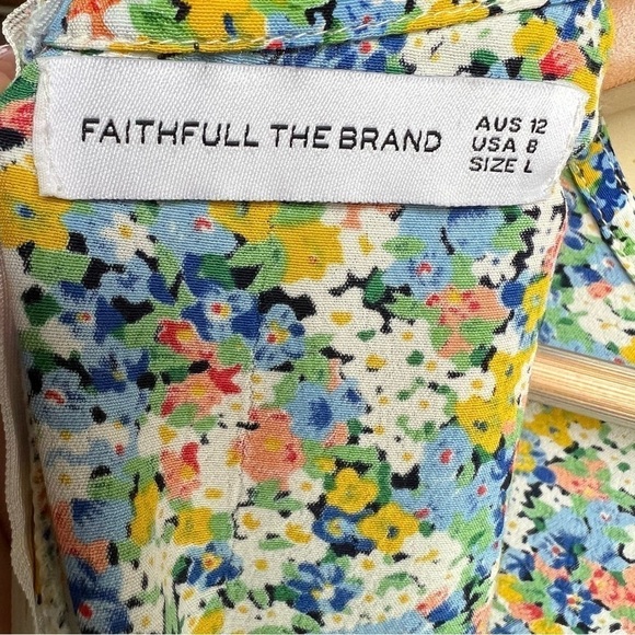 Faithfull The Brand Revolve Jeanette Floral Spring Summer Mini Dress, Sz Large - Picture 8 of 12